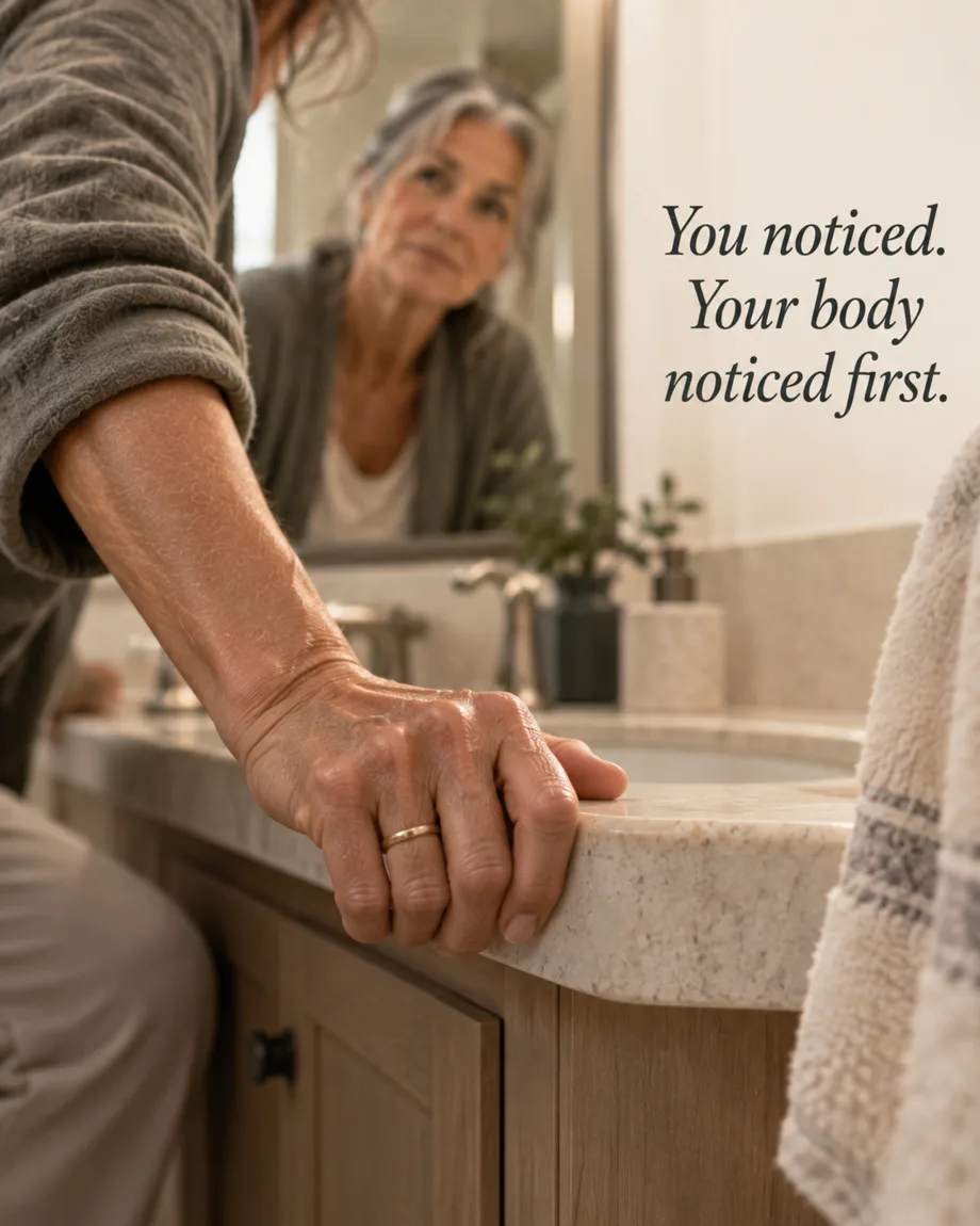 A woman noticing a quiet change in an ordinary morning