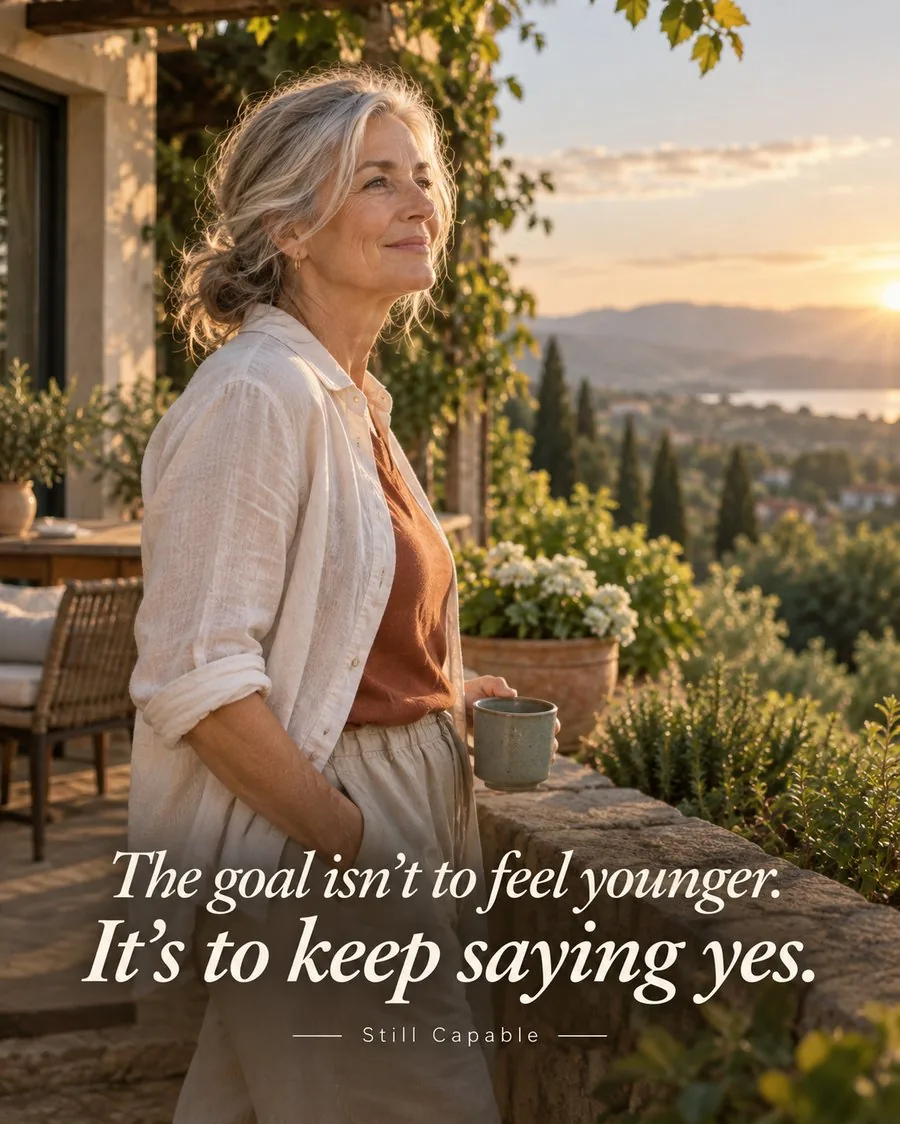 The goal isn't to feel younger. It's to keep saying yes. — Still Capable