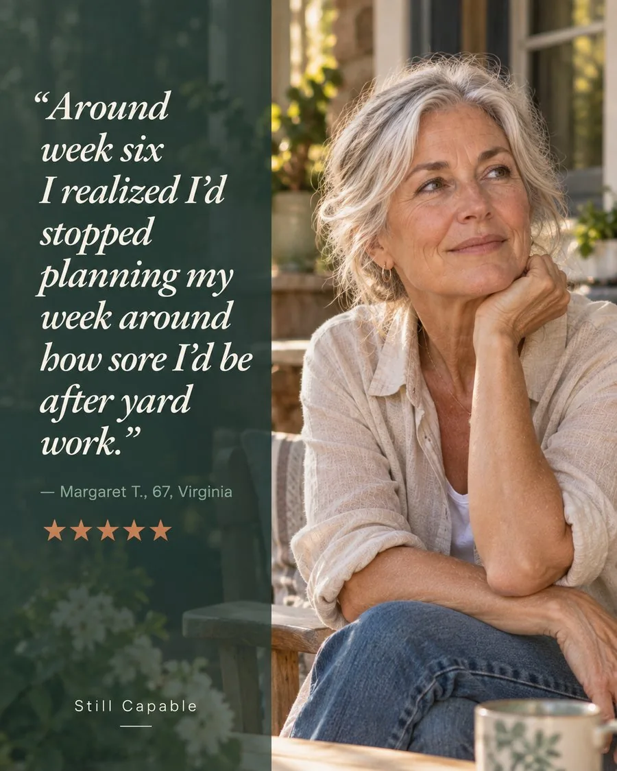 Margaret T., 67, Virginia — Around week six I realized I'd stopped planning my week around how sore I'd be after yard work.